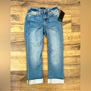 True religion faded wash Jennie Curvy Jeans size 24 or 0 mid rise capri
